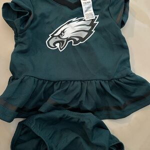 Philadelphia Eagles Baby Dress Set - Teal Green Football Dress with Logo